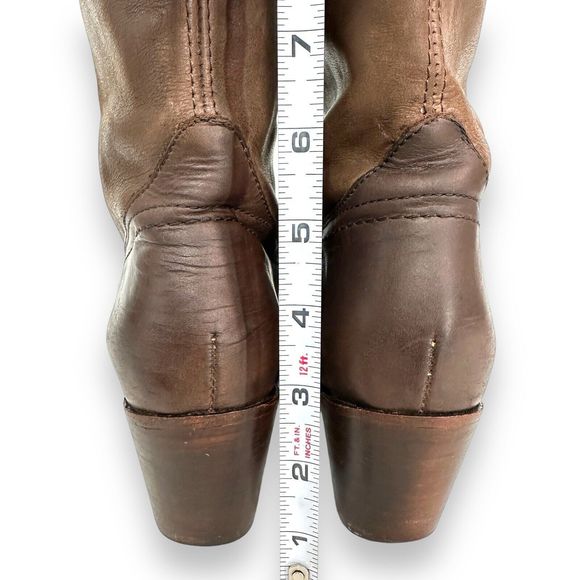 Frye Boots Womens 9.5 B Jane Knee High Tall Cuff Riding Brown Leather 2.75" Heel - Picture 6 of 13
